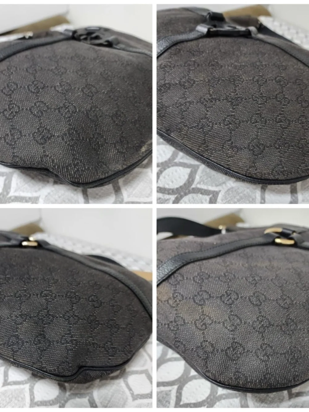 Authentic Gucci Canvas Reins Hobo Bag Black
